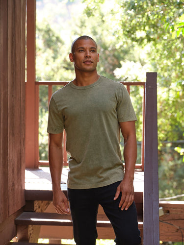 Shawn Mineral Wash Eco Cotton Jersey Crew Tee Mens Tops Tshirt Short Threads 4 Thought