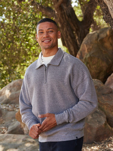 Gabe Triblend Fleece 1/4 Zip Polo Mens Outerwear Sweatshirt Threads 4 Thought