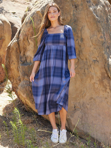 Faye Sierra Plaid Woven Midi Dress Womens Dresses Threads 4 Thought