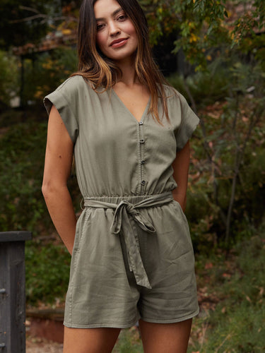 Finnsley Stretch Twill Romper Womens Rompers Threads 4 Thought