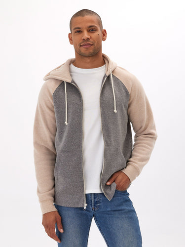 Triblend Raglan Colorblock Zip Fleece Hoodie Mens Outerwear Sweatshirt Threads 4 Thought