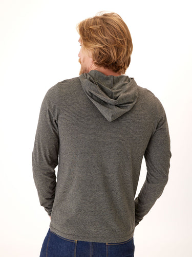 Black Fleck Triblend Henley Hoodie Mens Outerwear Sweatshirt Threads 4 Thought