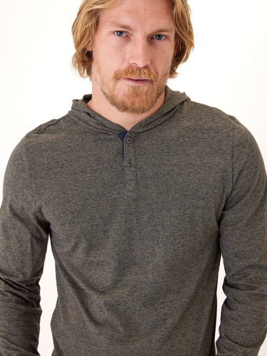 Black Fleck Triblend Henley Hoodie Mens Outerwear Sweatshirt Threads 4 Thought