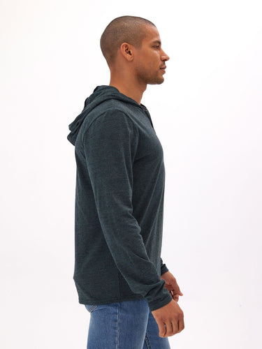 Black Fleck Triblend Henley Hoodie Mens Tops Tshirt Long Henley Threads 4 Thought
