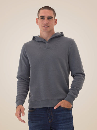 Kieran Triblend Fleece Henley Hoodie Mens Outerwear Sweatshirt Threads 4 Thought