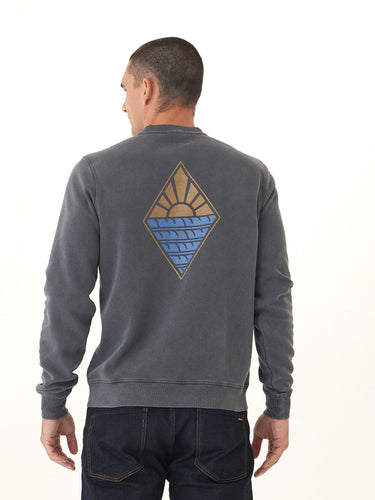 Mineral Wash Diamond Horizon Graphic Fleece Crewneck Threads 4 Thought