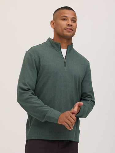 Kace Brushed Jacquard Quarter Zip Mock Neck Mens Outerwear Sweatshirt Threads 4 Thought
