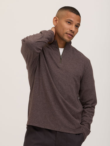 Kace Brushed Jacquard Quarter Zip Mock Neck Mens Outerwear Sweatshirt Threads 4 Thought