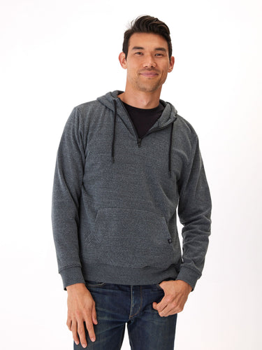 Triblend Breton Half Zip Hoodie Mens Outerwear Sweatshirt Threads 4 Thought
