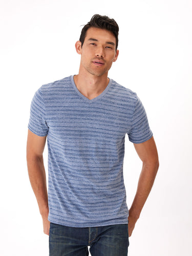 Dirt Road Stripe V-Neck Mens Tops Tshirt Short Threads 4 Thought