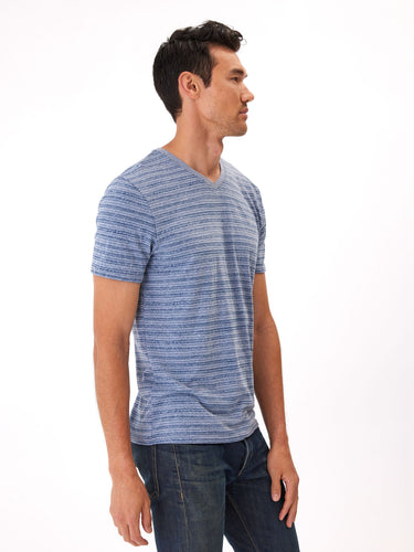 Dirt Road Stripe V-Neck Mens Tops Tshirt Short Threads 4 Thought
