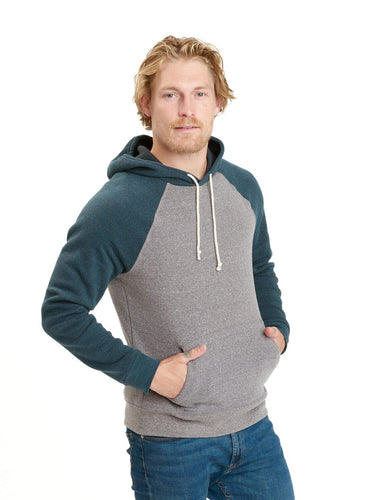 Colorblock Raglan Triblend Hoodie Mens Outerwear Sweatshirt Threads 4 Thought