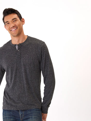Long Sleeve Triblend 2-Button Henley Mens Tops Tshirt Long Threads 4 Thought