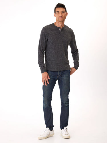 Long Sleeve Triblend 2-Button Henley Mens Tops Tshirt Long Threads 4 Thought