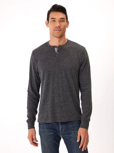Long Sleeve Triblend 2-Button Henley Mens Tops Tshirt Long Threads 4 Thought