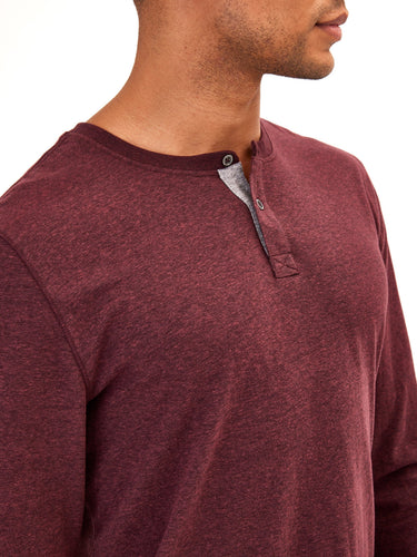 Long Sleeve Triblend 2-Button Henley Mens Tops Tshirt Long Threads 4 Thought