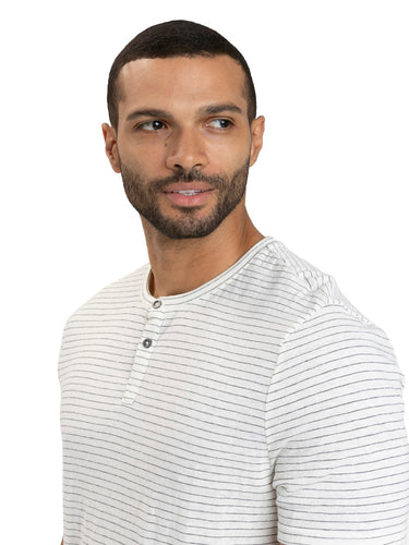Stripe Triblend Jersey Short Sleeve Henley Mens Tops Tshirt Short Threads 4 Thought