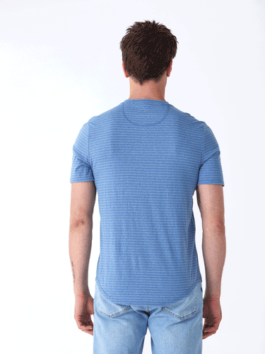 Stripe Triblend Jersey Short Sleeve Henley Mens Tops Tshirt Short Threads 4 Thought