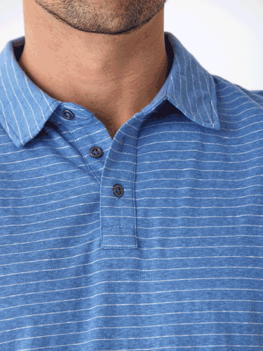 Stripe Triblend Jersey Polo Mens Tops Tshirt Short Threads 4 Thought