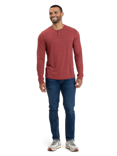Stripe Triblend Long Sleeve Henley Mens Tops Tshirt Long Threads 4 Thought