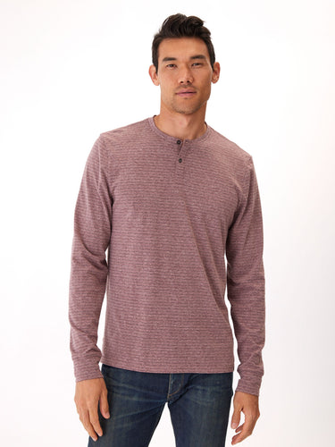 Stripe Triblend Long Sleeve Henley Mens Tops Tshirt Long Threads 4 Thought