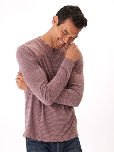 Stripe Triblend Long Sleeve Henley Mens Tops Tshirt Long Threads 4 Thought