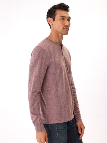 Stripe Triblend Long Sleeve Henley Mens Tops Tshirt Long Threads 4 Thought
