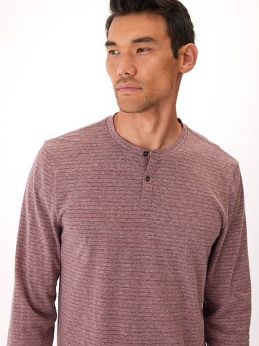 Stripe Triblend Long Sleeve Henley Mens Tops Tshirt Long Threads 4 Thought