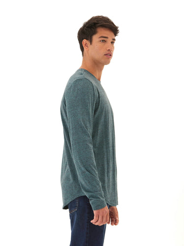 Black Fleck Triblend Long Sleeve Crew Mens Tops Tshirt Long Threads 4 Thought
