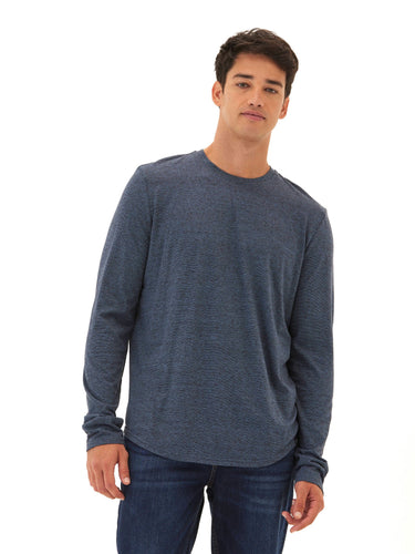 Black Fleck Triblend Long Sleeve Crew Mens Tops Tshirt Long Threads 4 Thought