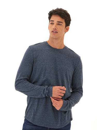 Black Fleck Triblend Long Sleeve Crew Mens Tops Tshirt Long Threads 4 Thought