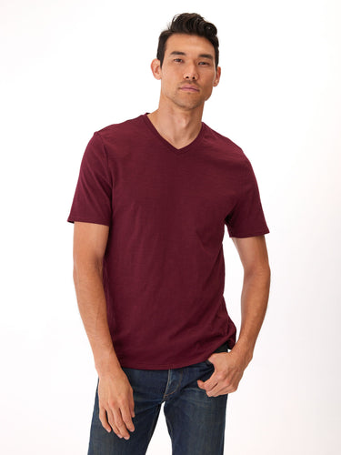 Short Sleeve Slub V-Neck Tee Mens Tops Tshirt Short Threads 4 Thought
