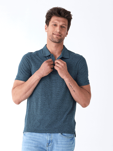 Black Fleck Triblend Jersey Polo Mens Tops Tshirt Short Threads 4 Thought