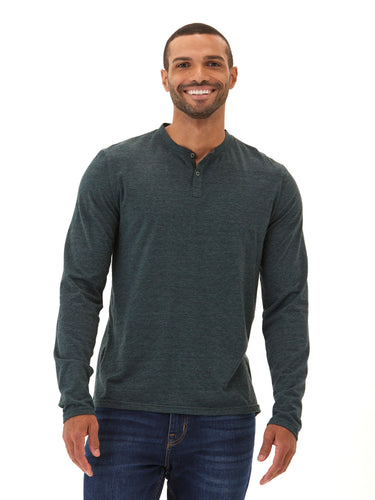 Braeden Black Fleck LS Triblend Henley Mens Tops Tshirt Long Henley Threads 4 Thought