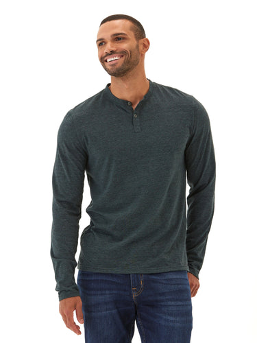 Braeden Black Fleck LS Triblend Henley Mens Tops Tshirt Long Henley Threads 4 Thought