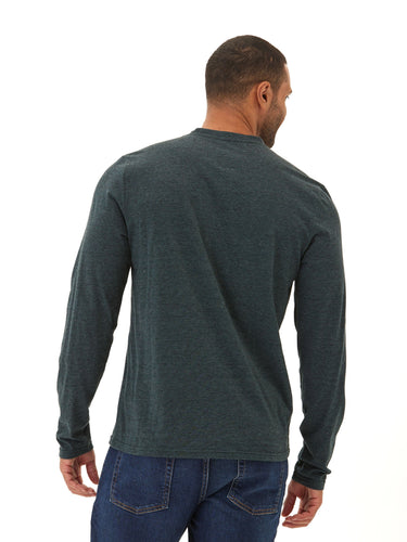 Braeden Black Fleck LS Triblend Henley Mens Tops Tshirt Long Henley Threads 4 Thought