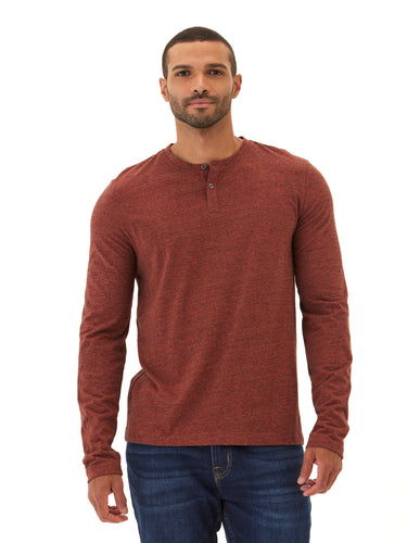 Braeden Black Fleck LS Triblend Henley Mens Tops Tshirt Long Henley Threads 4 Thought