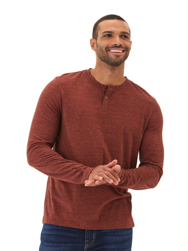 Braeden Black Fleck LS Triblend Henley Mens Tops Tshirt Long Henley Threads 4 Thought