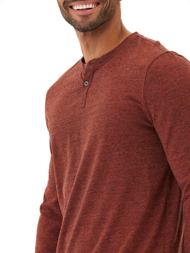 Braeden Black Fleck LS Triblend Henley Mens Tops Tshirt Long Henley Threads 4 Thought