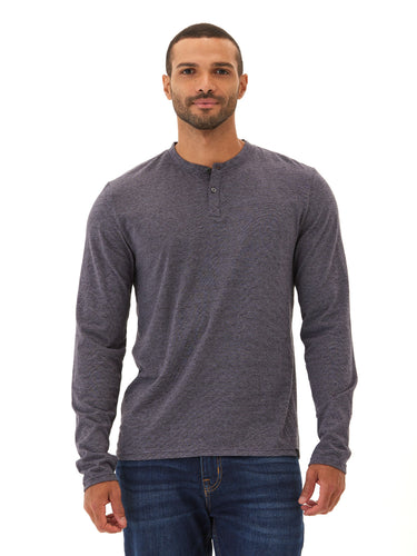 Braeden Black Fleck LS Triblend Henley Mens Tops Tshirt Long Henley Threads 4 Thought