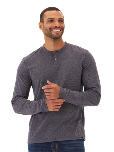 Braeden Black Fleck LS Triblend Henley Mens Tops Tshirt Long Henley Threads 4 Thought