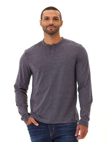 Braeden Black Fleck LS Triblend Henley Mens Tops Tshirt Long Henley Threads 4 Thought