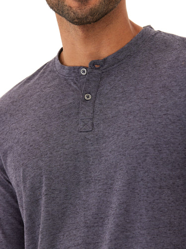 Braeden Black Fleck LS Triblend Henley Mens Tops Tshirt Long Henley Threads 4 Thought