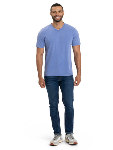 Mineral Wash Jersey V-Neck Tee Mens Tops Tshirt Short Threads 4 Thought