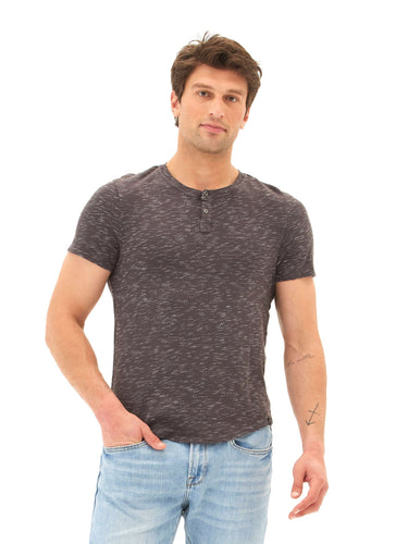 Two Tone Slub Jersey Henley Mens Tops Tshirt Short Threads 4 Thought