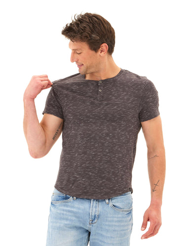Two Tone Slub Jersey Henley Mens Tops Tshirt Short Threads 4 Thought
