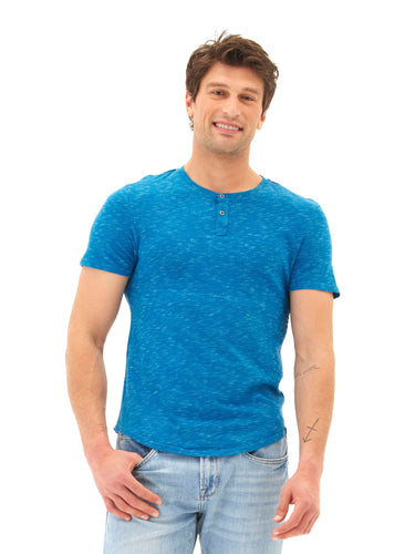 Two Tone Slub Jersey Henley Mens Tops Tshirt Short Threads 4 Thought
