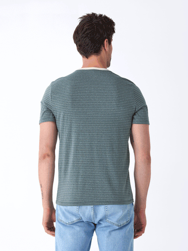 Stripe Triblend Jersey Crew Tee Mens Tops Tshirt Short Threads 4 Thought