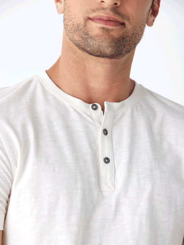 Heath Slub Jersey Short Sleeve Henley Mens Tops Tshirt Short Threads 4 Thought
