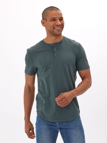 Heath Slub Jersey Short Sleeve Henley Mens Tops Tshirt Short Threads 4 Thought